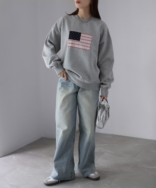 Riberry(リベリー)の「レースパッチワーク国旗裏起毛スウェット(スウェット・レディース・チャコールグレー/杢グレー/オートミール・FREE)」の17枚目の写真