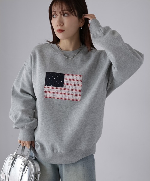 Riberry(リベリー)の「レースパッチワーク国旗裏起毛スウェット(スウェット・レディース・チャコールグレー/杢グレー/オートミール・FREE)」の19枚目の写真