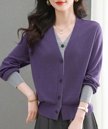 ONEP STAR | 配色切替ニットカーディガン(カーディガン/ボレロ)