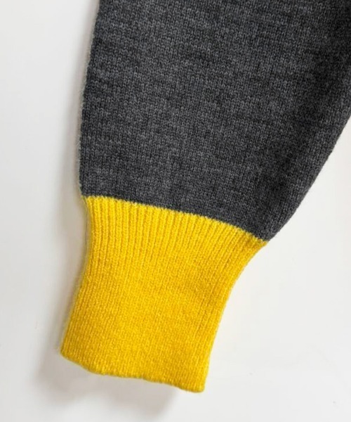 ONEP STAR（ワンピスター）の「配色切替ニットカーディガン（カーディガン/ボレロ・レディース・パープル/イエロー×グレー/グレー・FREE）」の9枚目の写真