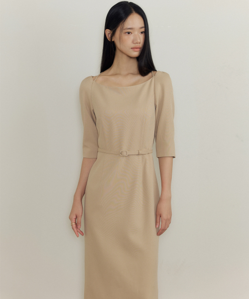 LUCIR ZU(ルシールズ)の「Thalia Belted Boatneck Dress (beige)(ワンピース・レディース・その他・S/M)」の2枚目の写真