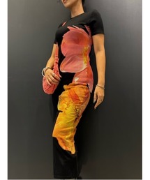 Desigual | 大輪フラワープリント半袖ロングワンピース 結婚式 二次会 フォーマル(ワンピース)