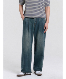 CREEDMENS（クリードマンズ）の「ツーピンタックワイドウォッシングデニムパンツ (ブルー)（デニムパンツ）」