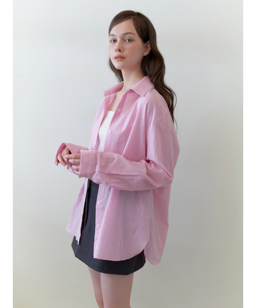 KINDABABY(カインダベイビー)の「basic loose logo shirts - pink(シャツ/ブラウス・レディース・ピンク・FREE)」の1枚目の写真