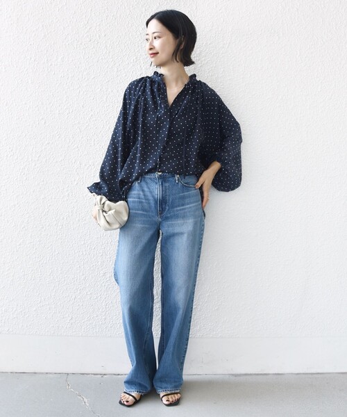 SHIPS（シップス）の「〈手洗い可能〉ドット リボン デザイン 長袖 ブラウス（シャツ/ブラウス・レディース・ネイビー・ONE SIZE）」の2枚目の写真