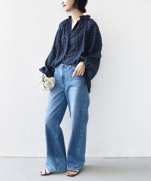 SHIPS（シップス）の「〈手洗い可能〉ドット リボン デザイン 長袖 ブラウス（シャツ/ブラウス・レディース・ネイビー・ONE SIZE）」の3枚目の写真