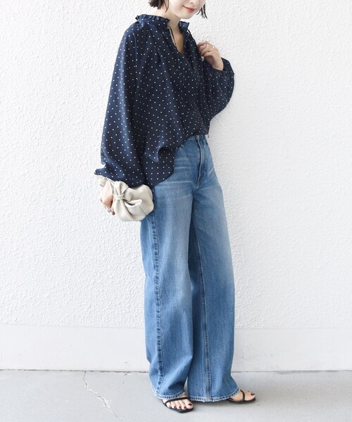 SHIPS（シップス）の「〈手洗い可能〉ドット リボン デザイン 長袖 ブラウス（シャツ/ブラウス・レディース・ネイビー・ONE SIZE）」の5枚目の写真
