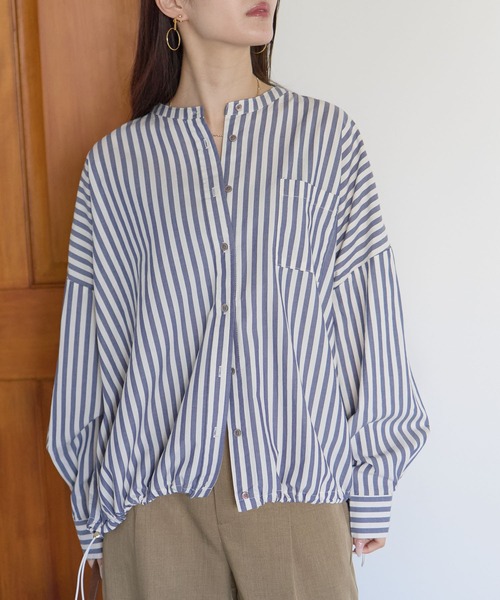 PREFERIR(プレフェリール)の「【ZOZO限定】裾ドロストワイドシャツブラウス(シャツ/ブラウス・レディース・ブラック/ネイビー/キャメル・FREE)」の6枚目の写真