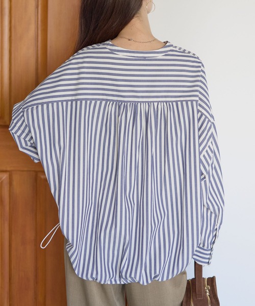 PREFERIR(プレフェリール)の「【ZOZO限定】裾ドロストワイドシャツブラウス(シャツ/ブラウス・レディース・ブラック/ネイビー/キャメル・FREE)」の9枚目の写真