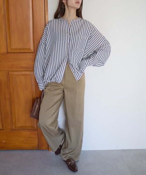 PREFERIR(プレフェリール)の「【ZOZO限定】裾ドロストワイドシャツブラウス(シャツ/ブラウス・レディース・ブラック/ネイビー/キャメル・FREE)」の10枚目の写真