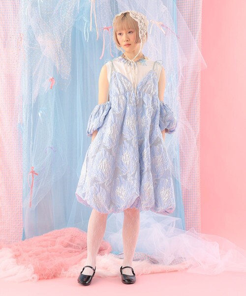 CAROLINA GLASER（カロリナ グレイサー）の「ジャカード バルーンキャミソールワンピース（ワンピース・レディース・ラベンダー/サックスブルー・ONE SIZE）」の3枚目の写真