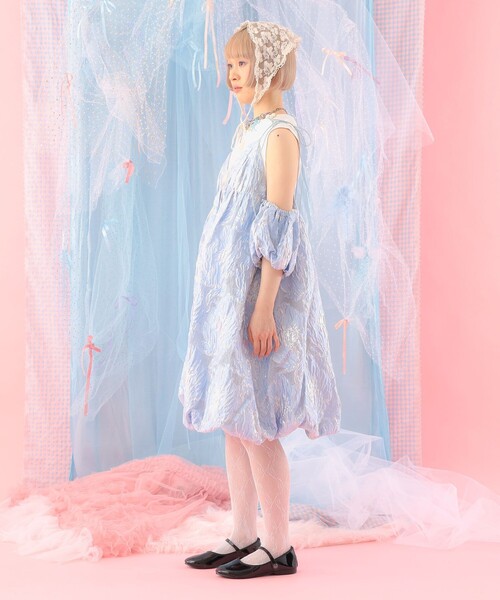 CAROLINA GLASER（カロリナ グレイサー）の「ジャカード バルーンキャミソールワンピース（ワンピース・レディース・ラベンダー/サックスブルー・ONE SIZE）」の6枚目の写真