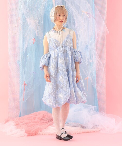 CAROLINA GLASER（カロリナ グレイサー）の「ジャカード バルーンキャミソールワンピース（ワンピース・レディース・ラベンダー/サックスブルー・ONE SIZE）」の7枚目の写真