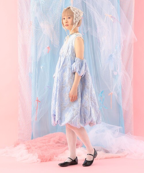 CAROLINA GLASER（カロリナ グレイサー）の「ジャカード バルーンキャミソールワンピース（ワンピース・レディース・ラベンダー/サックスブルー・ONE SIZE）」の9枚目の写真