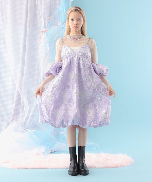 CAROLINA GLASER（カロリナ グレイサー）の「ジャカード バルーンキャミソールワンピース（ワンピース・レディース・ラベンダー/サックスブルー・ONE SIZE）」の20枚目の写真