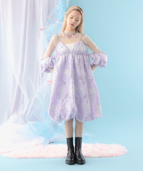 CAROLINA GLASER（カロリナ グレイサー）の「ジャカード バルーンキャミソールワンピース（ワンピース・レディース・ラベンダー/サックスブルー・ONE SIZE）」の21枚目の写真