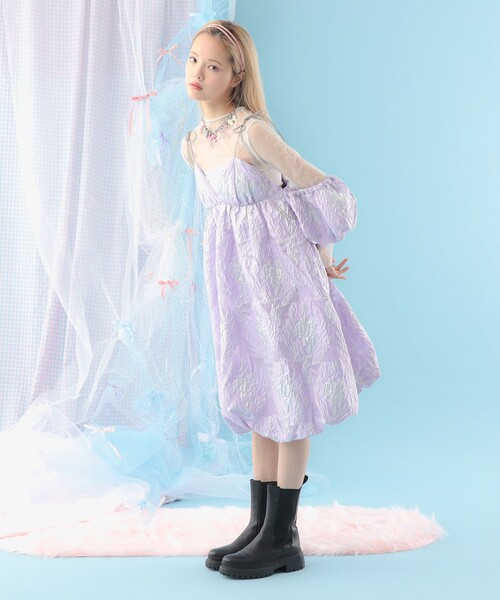 CAROLINA GLASER（カロリナ グレイサー）の「ジャカード バルーンキャミソールワンピース（ワンピース・レディース・ラベンダー/サックスブルー・ONE SIZE）」の22枚目の写真