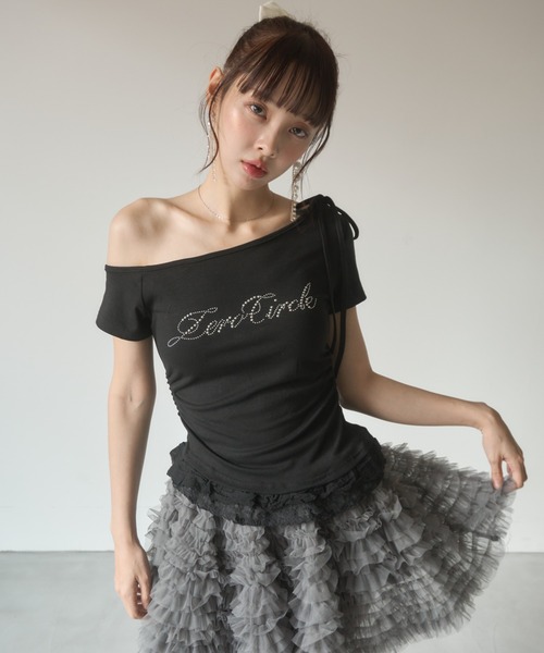 Nadana(ナダナ)の「レースフリルワンショルトップス(Tシャツ/カットソー・レディース・ホワイト/グレー/ブラック・FREE)」の19枚目の写真