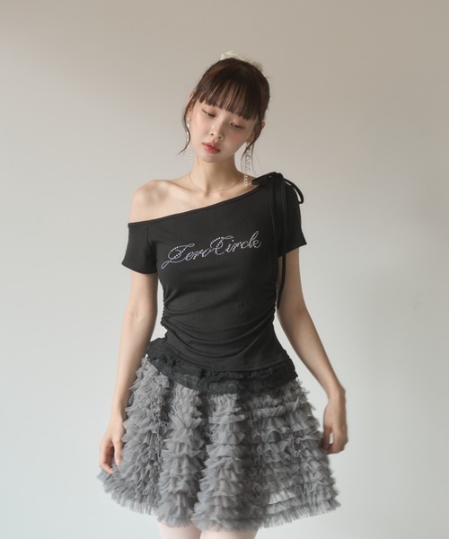 Nadana(ナダナ)の「レースフリルワンショルトップス(Tシャツ/カットソー・レディース・ホワイト/グレー/ブラック・FREE)」の15枚目の写真