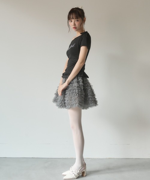Nadana(ナダナ)の「レースフリルワンショルトップス(Tシャツ/カットソー・レディース・ホワイト/グレー/ブラック・FREE)」の13枚目の写真