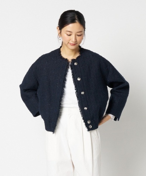 HELIOPOLE（エリオポール）の「TWEED BLOUSON（ブルゾン・レディース・アイボリー/ネイビー・36/38）」の2枚目の写真