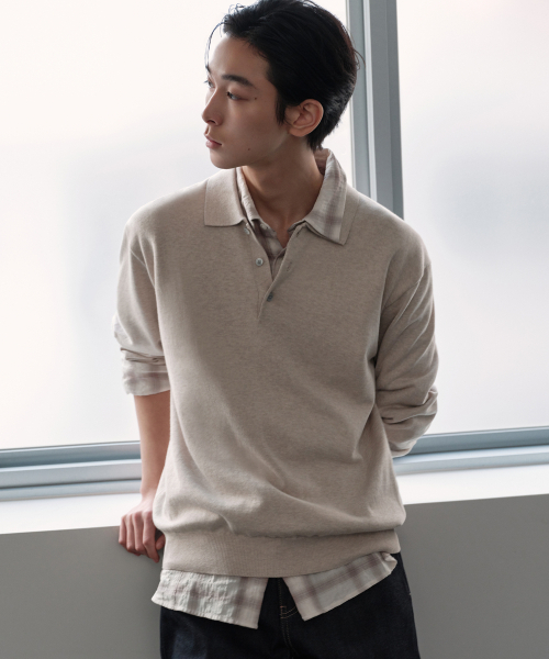 Wossabull supreme cotton knit polo long sleeve — трикотажное поло с длинным рукавом [ортмир]