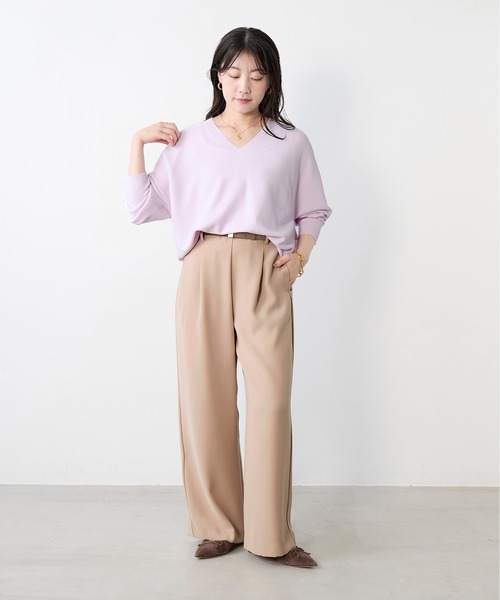 MICA&DEAL(マイカ&ディール)の「シルキーストレートワイドパンツ〈セットアップ対応〉(その他パンツ・レディース・ベージュ/ミント/ネイビー・36)」の16枚目の写真