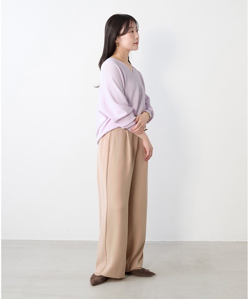 MICA&DEAL(マイカ&ディール)の「シルキーストレートワイドパンツ〈セットアップ対応〉(その他パンツ・レディース・ベージュ/ミント/ネイビー・36)」の18枚目の写真