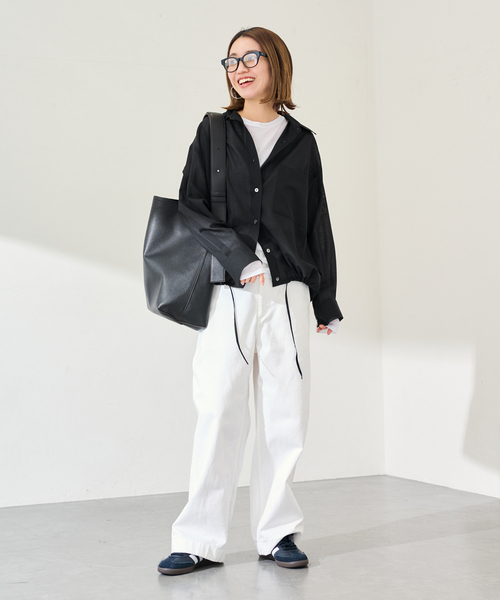 FRAMeWORK（フレームワーク）の「≪新色 / 追加≫シアートロドロストレギュラーシャツ（シャツ/ブラウス・レディース・ベージュ/ホワイト/ブラック/グレー・FREE）」の5枚目の写真