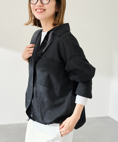 FRAMeWORK（フレームワーク）の「≪新色 / 追加≫シアートロドロストレギュラーシャツ（シャツ/ブラウス・レディース・ベージュ/ホワイト/ブラック/グレー・FREE）」の9枚目の写真