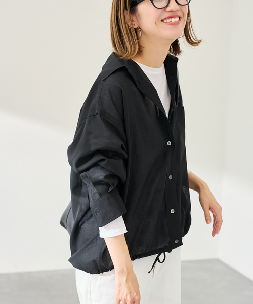 FRAMeWORK（フレームワーク）の「≪新色 / 追加≫シアートロドロストレギュラーシャツ（シャツ/ブラウス・レディース・ベージュ/ホワイト/ブラック/グレー・FREE）」の10枚目の写真