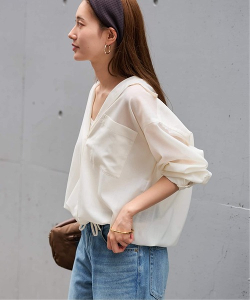 FRAMeWORK（フレームワーク）の「≪新色 / 追加≫シアートロドロストレギュラーシャツ（シャツ/ブラウス・レディース・ベージュ/ホワイト/ブラック/グレー・FREE）」の20枚目の写真