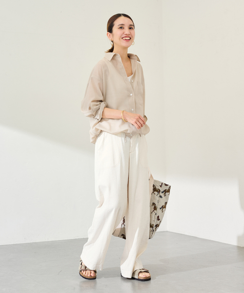 FRAMeWORK（フレームワーク）の「≪新色 / 追加≫シアートロドロストレギュラーシャツ（シャツ/ブラウス・レディース・ベージュ/ホワイト/ブラック/グレー・FREE）」の21枚目の写真