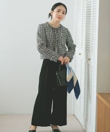 トリアセジョーゼットストレートパンツ-short & regular 【低身長・小柄女性】