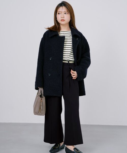 COHINA(コヒナ)の「トリアセジョーゼットストレートパンツ-short & regular 【低身長・小柄女性】(スラックス・レディース・ネイビー/ベージュ/ブラック・M-Regular/S-Regular/XS-Regular/M-Short/S-Short/XS-Short)」の8枚目の写真
