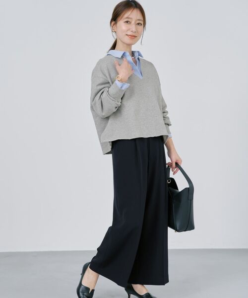 COHINA(コヒナ)の「トリアセジョーゼットストレートパンツ-short & regular 【低身長・小柄女性】(スラックス・レディース・ネイビー/ベージュ/ブラック・M-Regular/S-Regular/XS-Regular/M-Short/S-Short/XS-Short)」の12枚目の写真