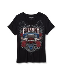 HARLEYDAVIDSONハーレーダビッドソンtシャツ半袖レディースm ブリング 半袖 レーストフロントTシャツ - ダークエンジェル （他