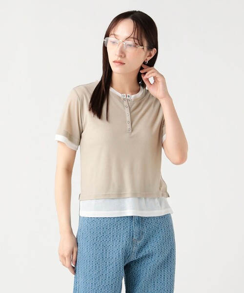 BEAMS HEART（ビームスハート）の「ヘンリーネック レイヤード プルオーバー（Tシャツ/カットソー・レディース・ブラウン系その他2/ブラウン/ライトグレー/ブラウン系その他・FREE）」の15枚目の写真