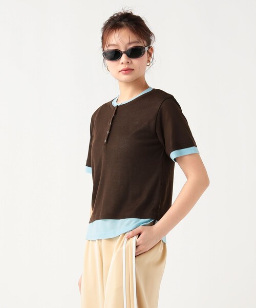 BEAMS HEART（ビームスハート）の「ヘンリーネック レイヤード プルオーバー（Tシャツ/カットソー・レディース・ブラウン系その他2/ブラウン/ライトグレー/ブラウン系その他・FREE）」の19枚目の写真