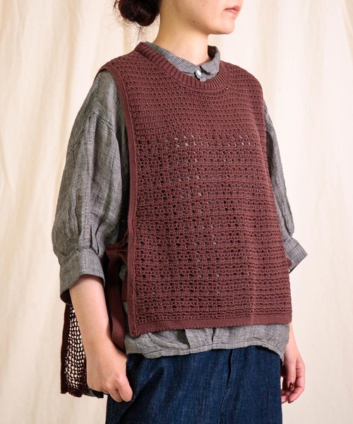 Brocante（ブロカント）の「[Brocante / ブロカント] コットンニット ダンテルジレ（ベスト・レディース・アイボリー/ブラウン/ミント/ブラック・2）」の10枚目の写真