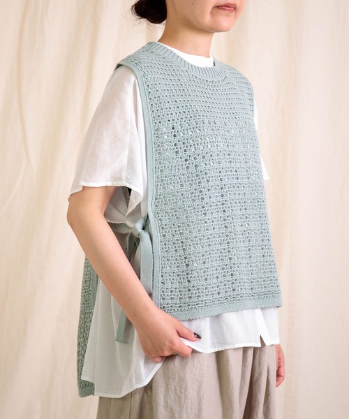 Brocante（ブロカント）の「[Brocante / ブロカント] コットンニット ダンテルジレ（ベスト・レディース・アイボリー/ブラウン/ミント/ブラック・2）」の5枚目の写真