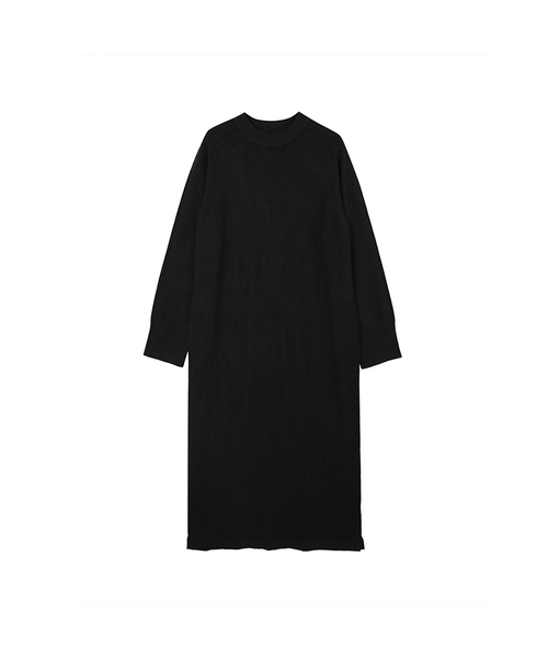 VASCARA(バスカラ)の「Modern Round neck Long Knit One-piece (3colors)(ワンピース・レディース・ブラック/ライトブラウン・FREE)」の1枚目の写真