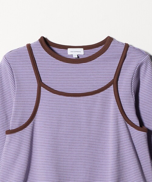 green label relaxing（グリーンレーベルリラクシング）の「ボーダーTシャツ＋キャミソール セット / キッズ 140cm-160cm（Tシャツ/カットソー・キッズ・パープル/イエロー/オフホワイト・160cm/150cm/140cm）」の7枚目の写真