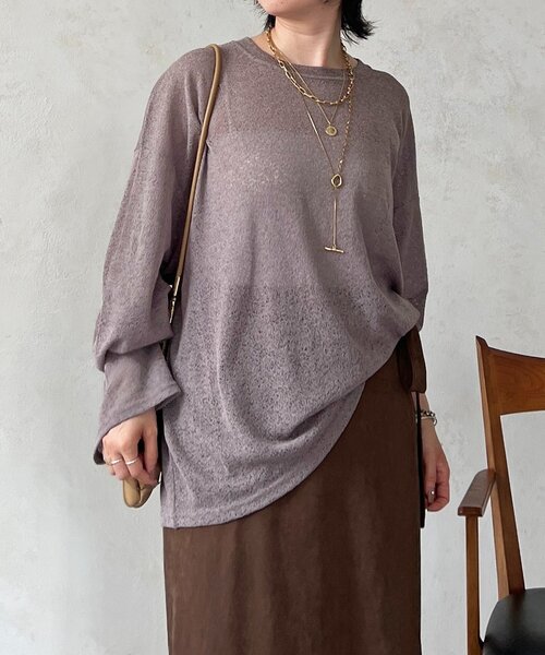 un dix cors(アンディコール)の「メッシュスラブジャージプルオーバー(Tシャツ/カットソー・レディース・ブラック/オフホワイト・FREE)」の3枚目の写真