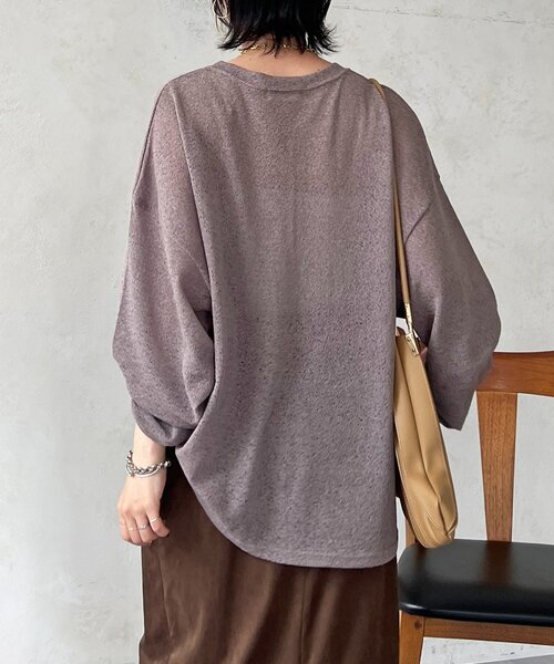 un dix cors(アンディコール)の「メッシュスラブジャージプルオーバー(Tシャツ/カットソー・レディース・ブラック/オフホワイト・FREE)」の4枚目の写真