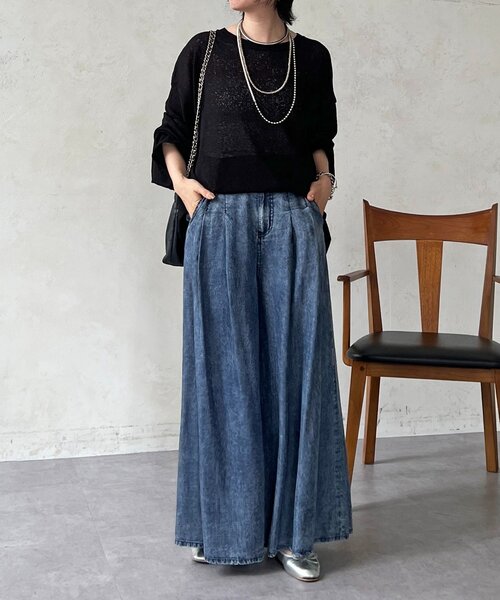un dix cors(アンディコール)の「メッシュスラブジャージプルオーバー(Tシャツ/カットソー・レディース・ブラック/オフホワイト・FREE)」の8枚目の写真