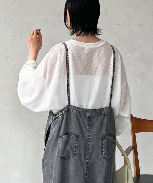 un dix cors(アンディコール)の「メッシュスラブジャージプルオーバー(Tシャツ/カットソー・レディース・ブラック/オフホワイト・FREE)」の10枚目の写真