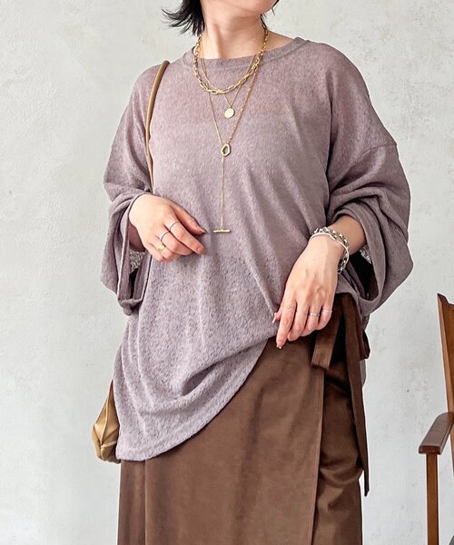 un dix cors(アンディコール)の「メッシュスラブジャージプルオーバー(Tシャツ/カットソー・レディース・ブラック/オフホワイト・FREE)」の12枚目の写真