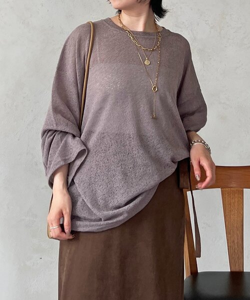 un dix cors(アンディコール)の「メッシュスラブジャージプルオーバー(Tシャツ/カットソー・レディース・ブラック/オフホワイト・FREE)」の13枚目の写真