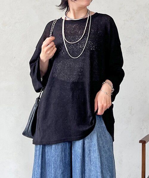un dix cors(アンディコール)の「メッシュスラブジャージプルオーバー(Tシャツ/カットソー・レディース・ブラック/オフホワイト・FREE)」の15枚目の写真